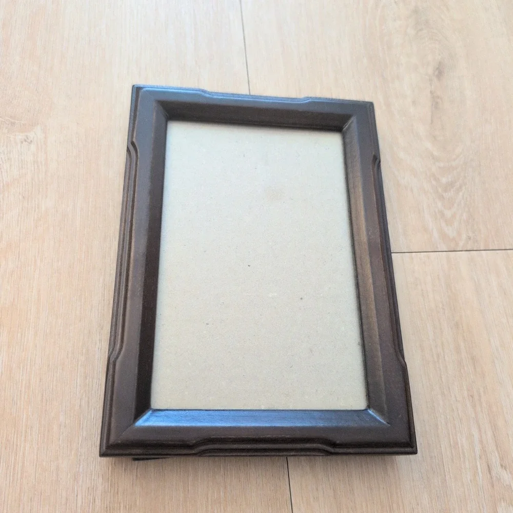 Dark Brown Wood Picture Frame 4x6 Tabletop Wall Mount Portrait Landscape Decor